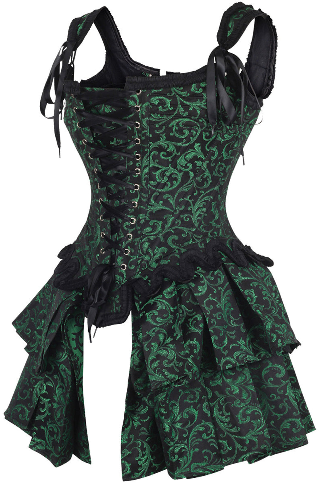 French Stays Corset in Green Brocade 1