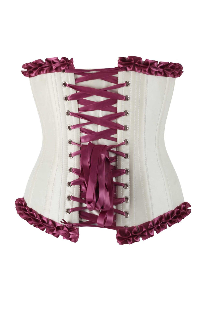 Francesca Underbust Embroidered Corset in Cerise Pink
