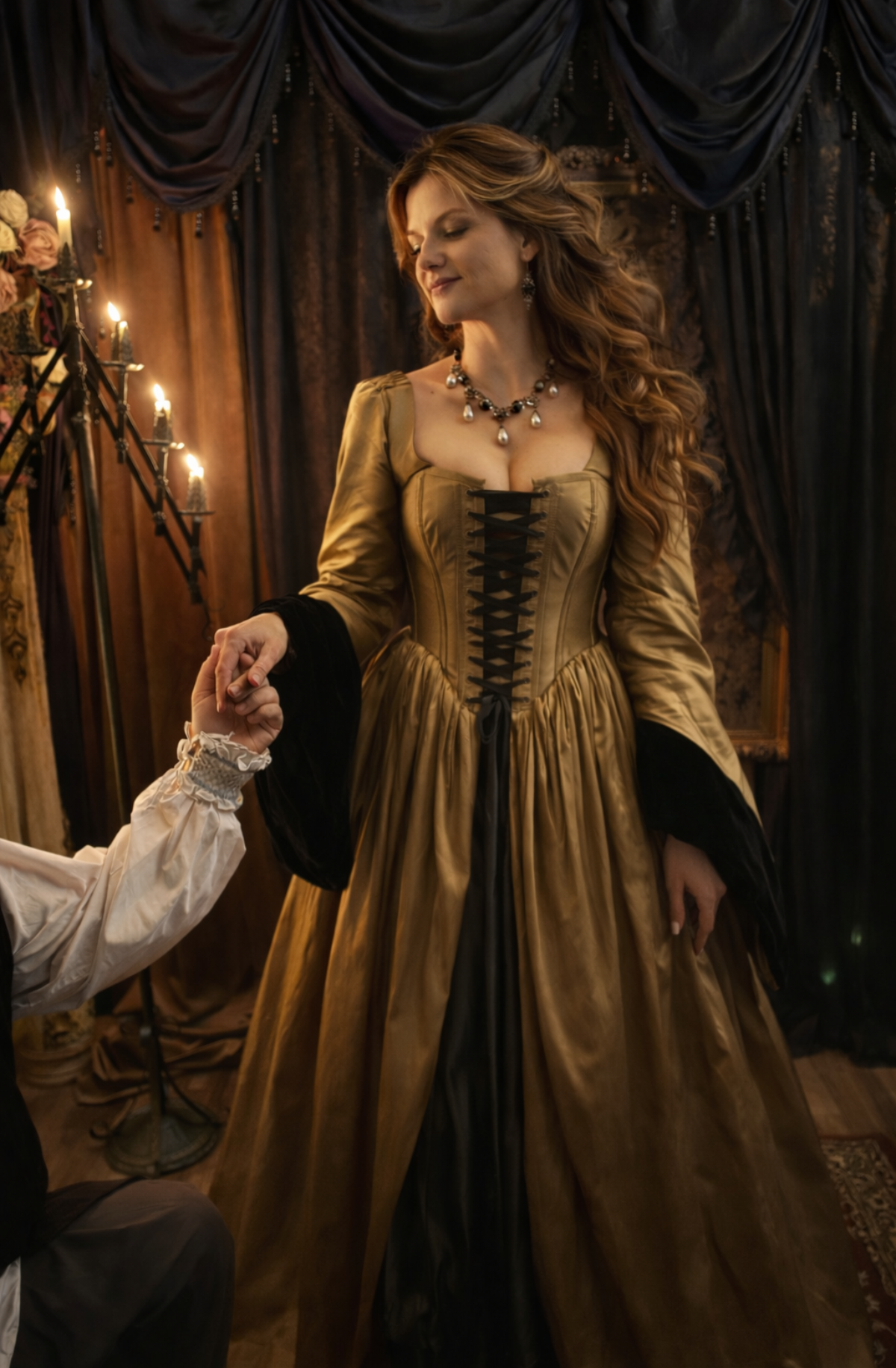 The Boleyn Dress – Tudor Inspired Corset Gown in Gilded Gold | Pre-order - Immortelle Bijouterie