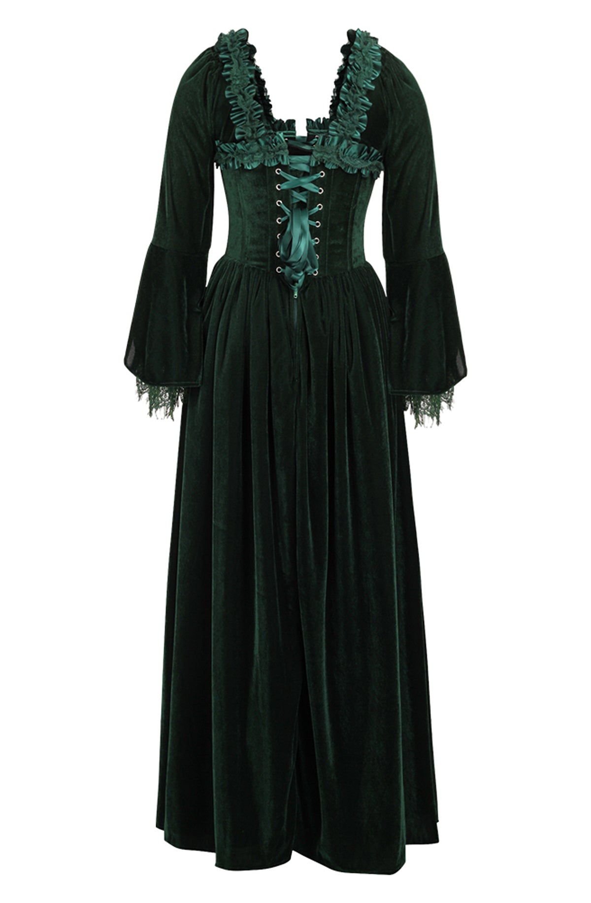 Immortelle Emerald Green Velvet Corset Gown 7