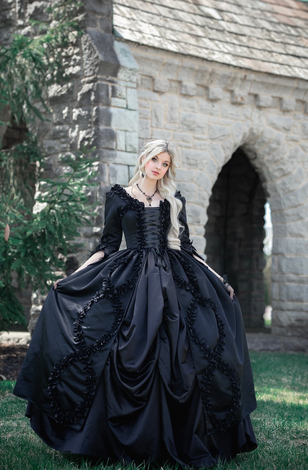 white christmas dresses Leontiy Victorian Inspired Black Corset Dress – brands4allcopy main image 1