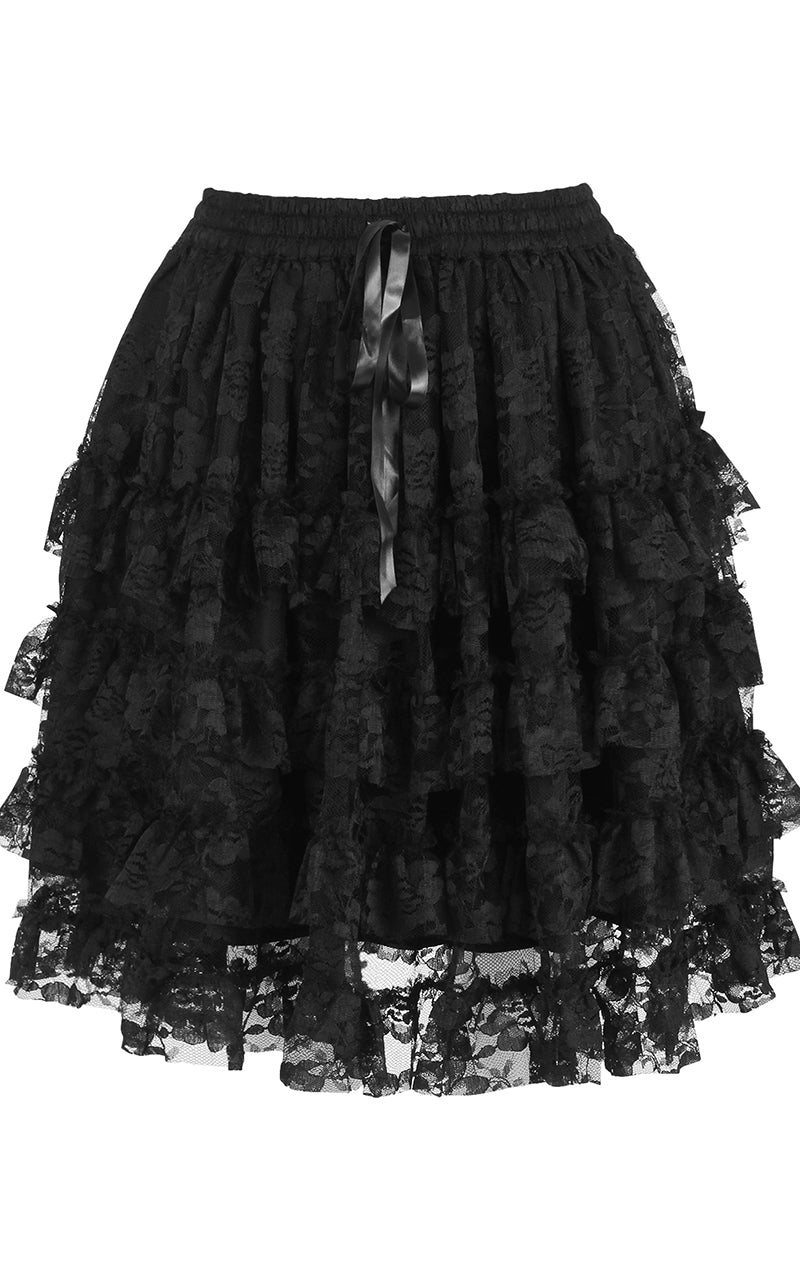 Anastasia Black lace tiered skirt on a white background