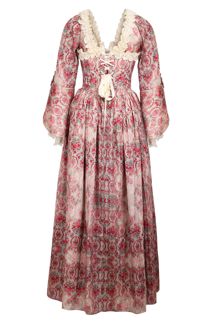 Antique French Floral Pink Bridgerton Dress 6