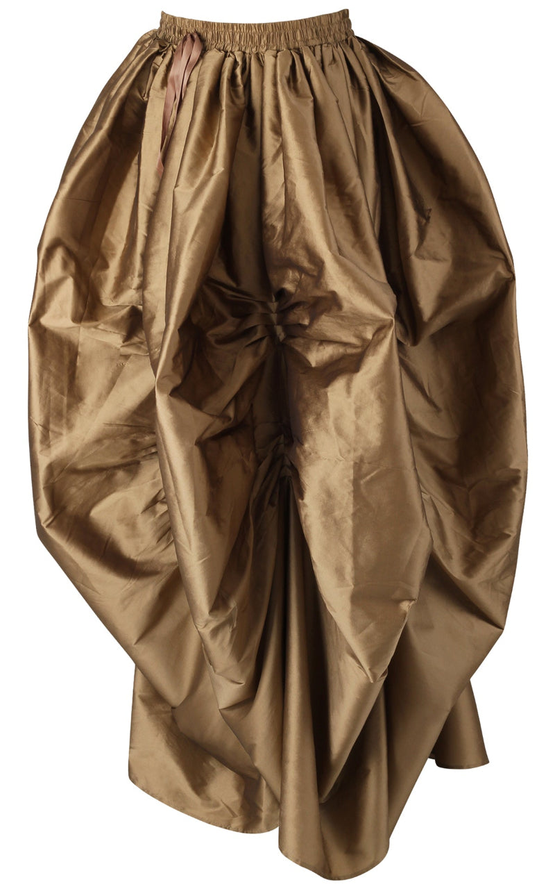 Gold ballgown skirt on a white background