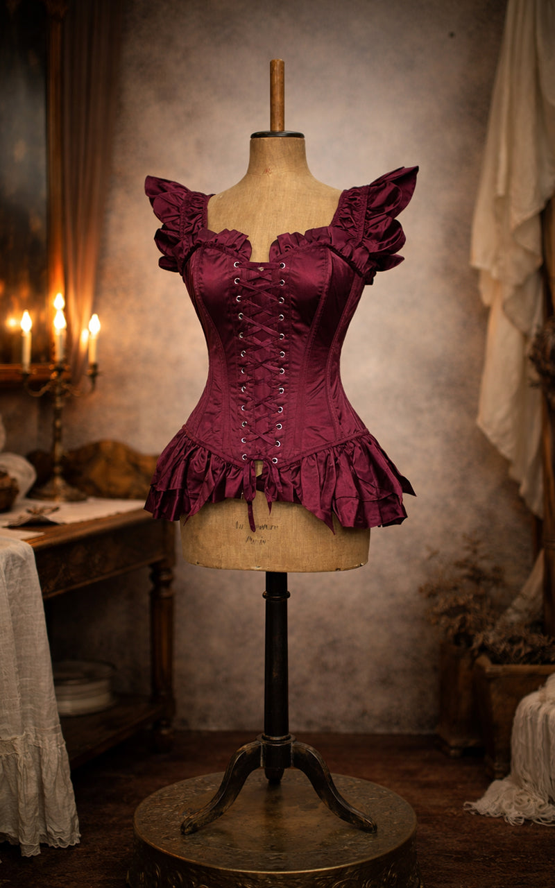 The Bellarine Corset — Fairy Corset in Versperwine Satin - Immortelle Bijouterie