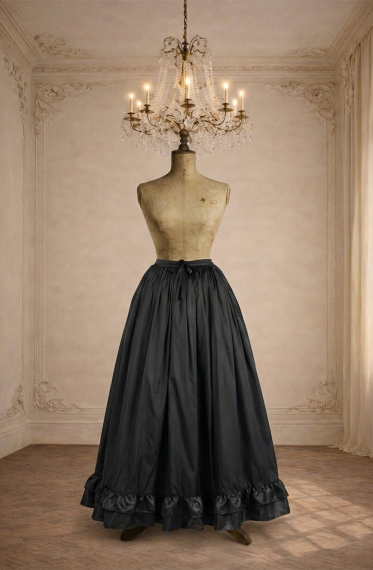 Historical Crinoline Petticoat Skirt in Black