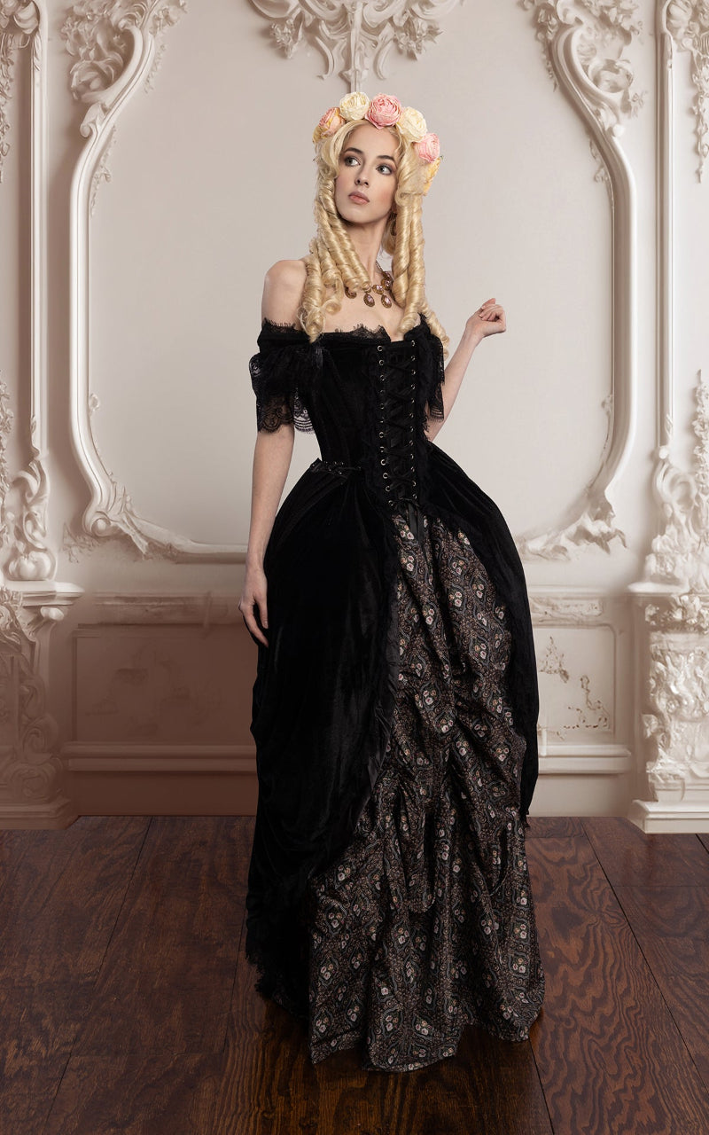 Black crystallized corset dress main image 0