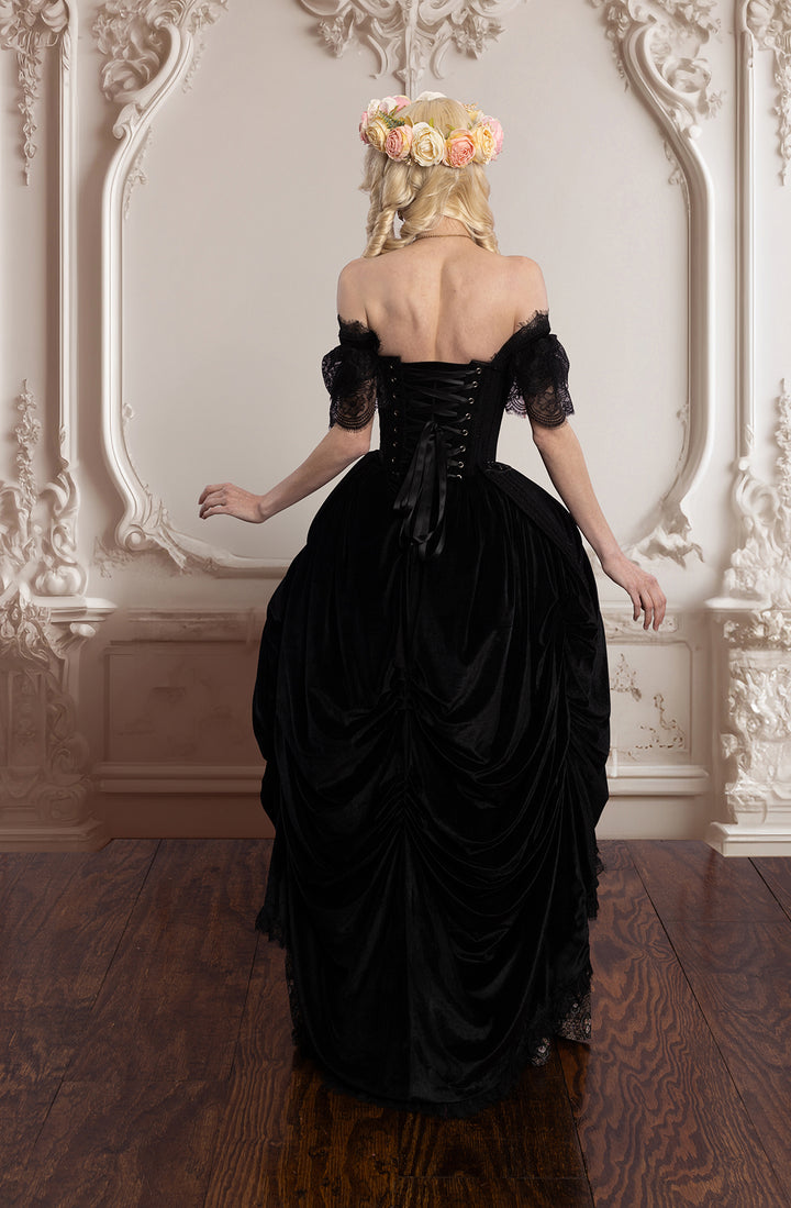Black Corset Dress in Midnight Velvet 2