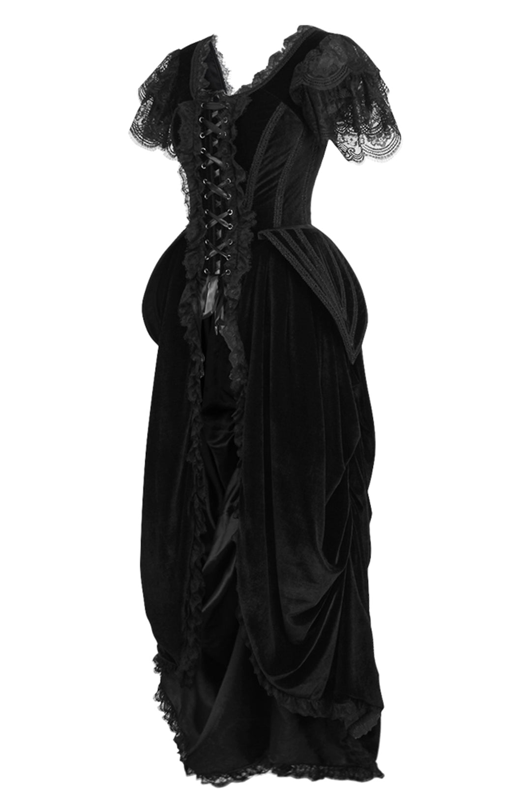 Black Corset Dress in Midnight Velvet 5