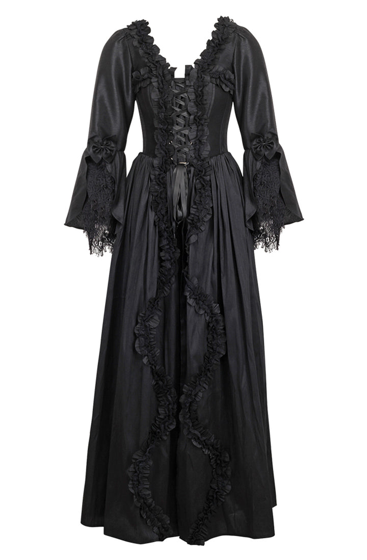 Black Bridgerton Dress in Midnight Silk 7
