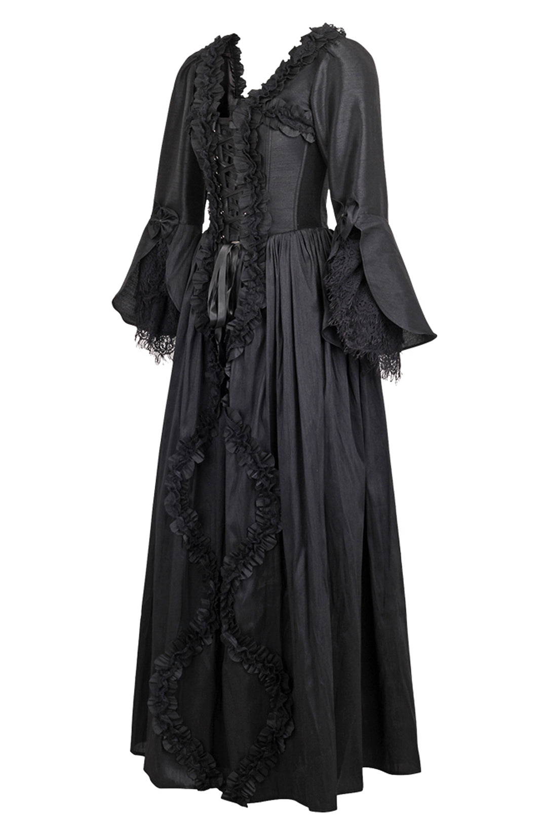 Black Bridgerton Dress in Midnight Silk 8