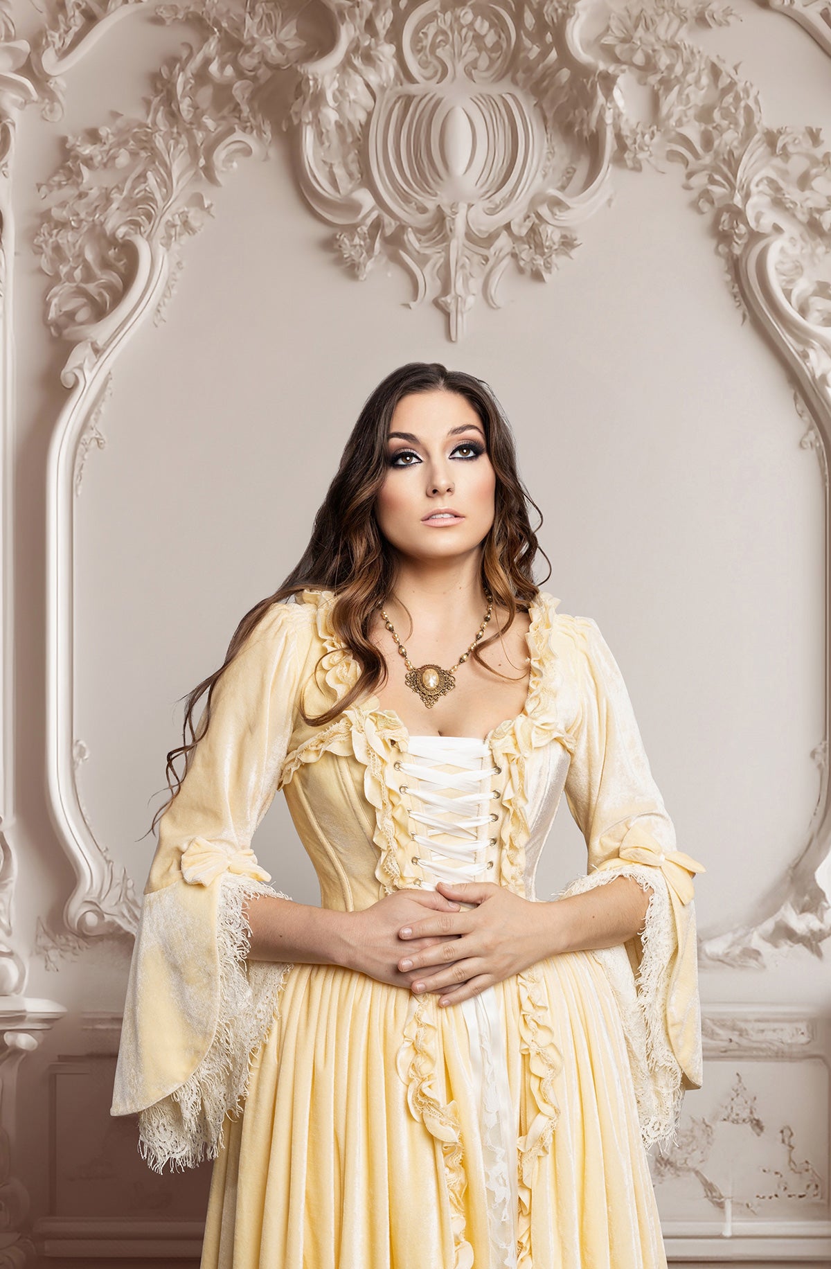 Immortelle Gown — Marie Antoinette–Inspired 18th Century Corset Gown in Buttercream Velvet