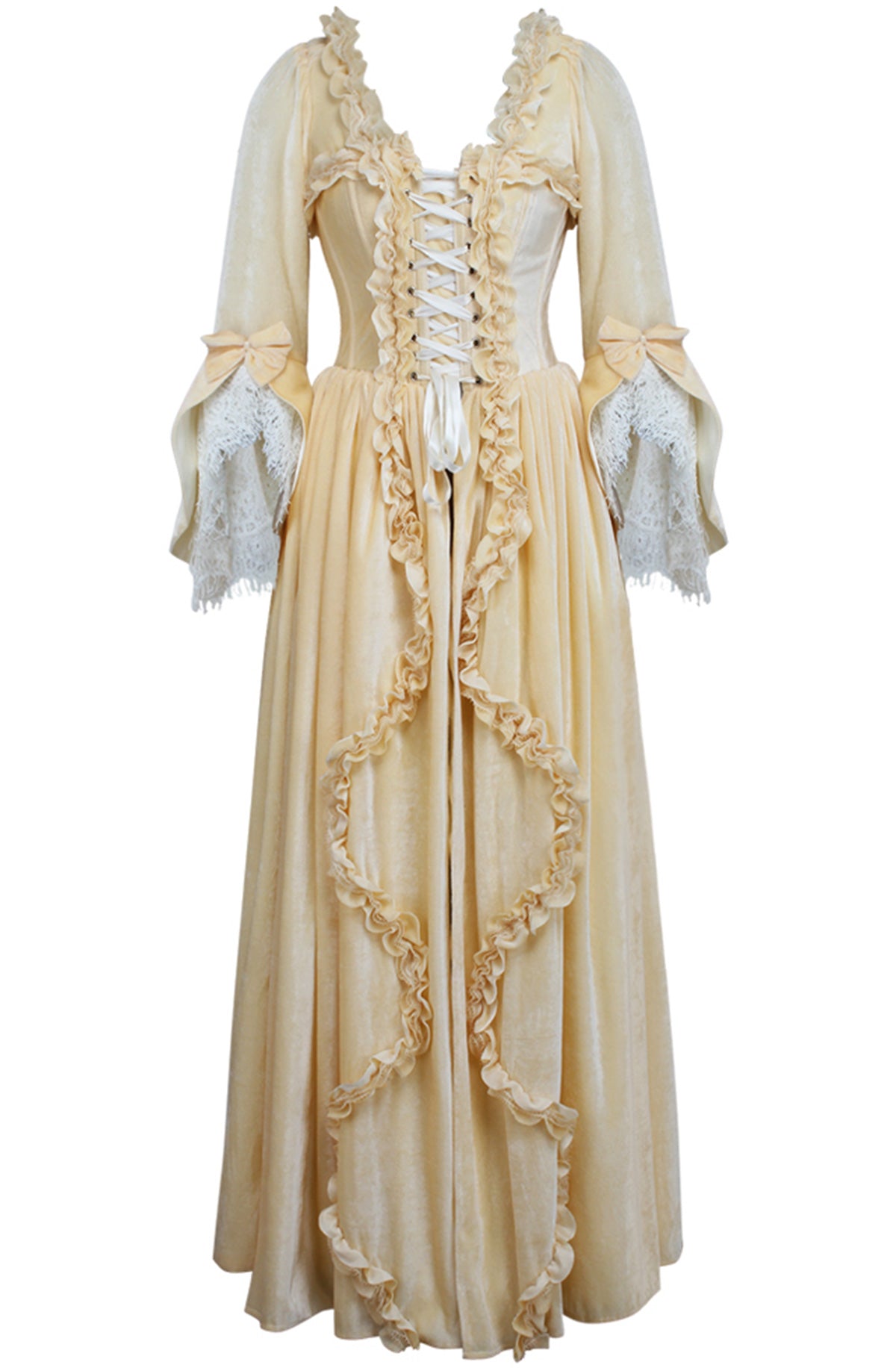 Immortelle Gown — Marie Antoinette–Inspired 18th Century Corset Gown in Buttercream Velvet