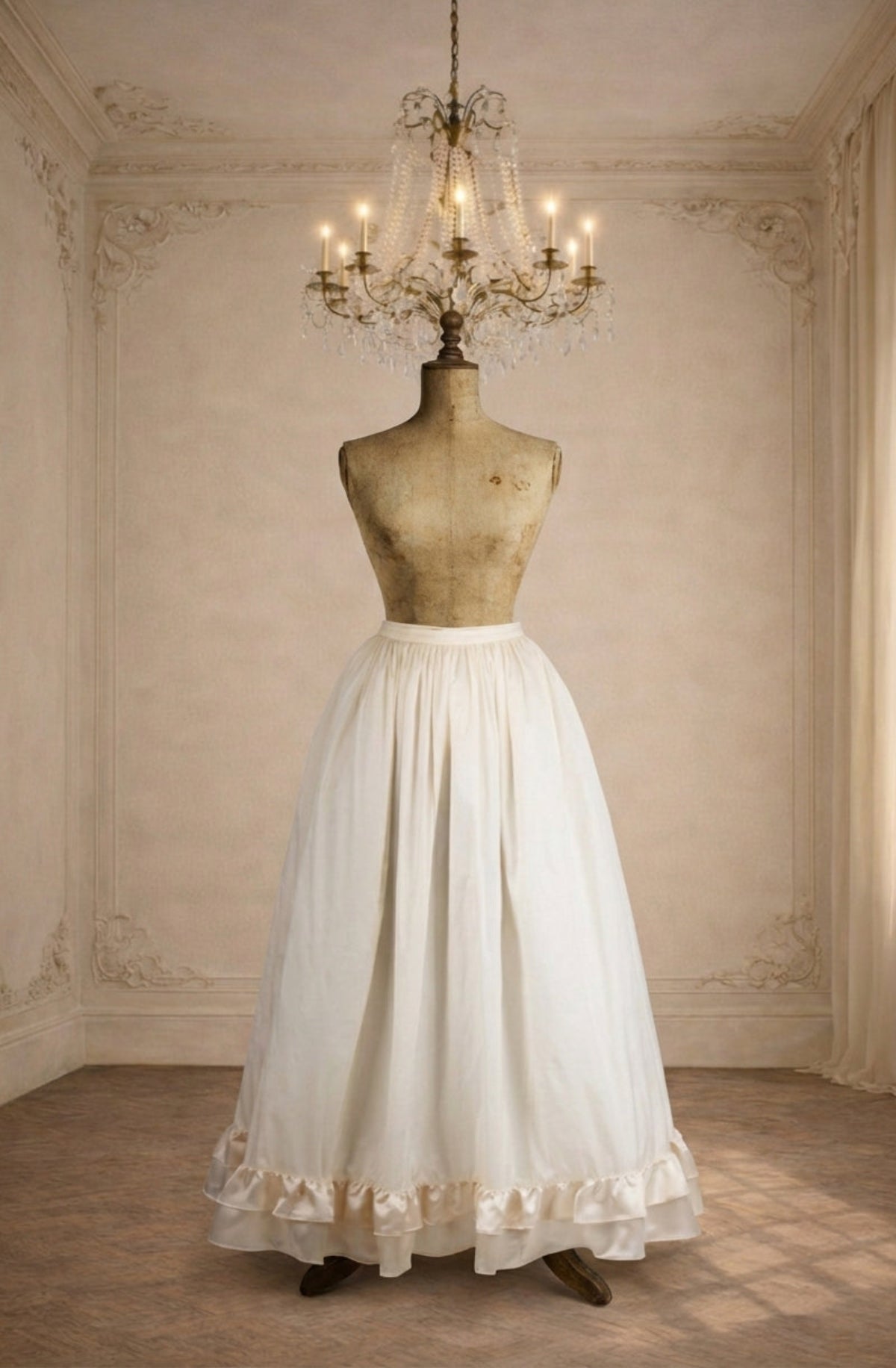 Historical Crinoline Petticoat Skirt in Cream