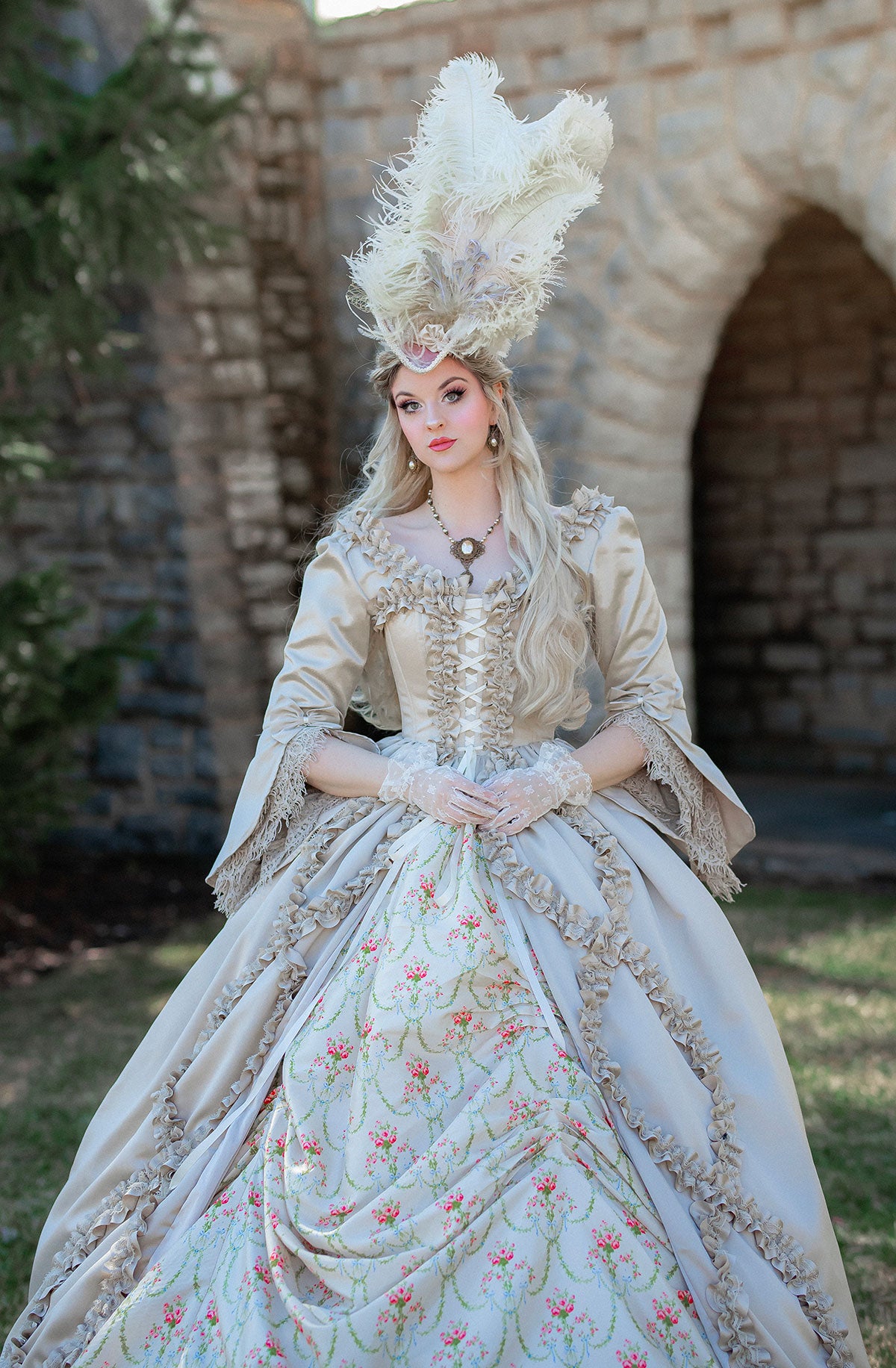 Immortelle Gown — Marie Antoinette–Inspired 18th Century Corset Gown in Champagne Satin