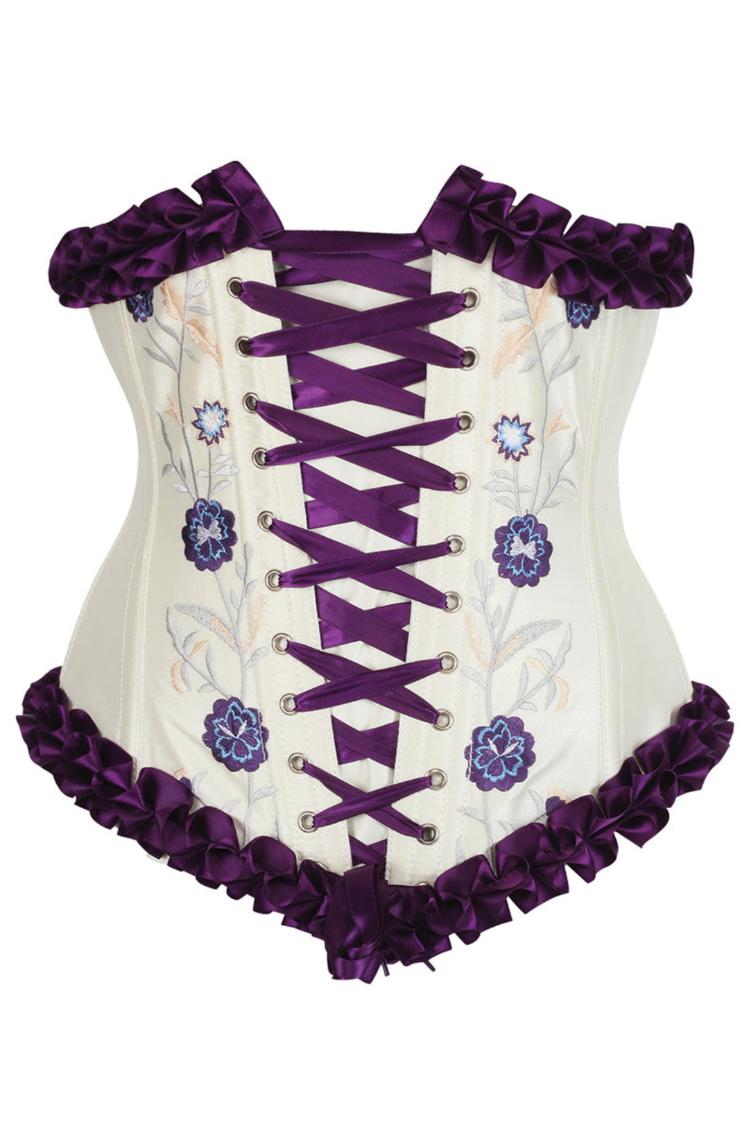 Francesca Underbust Embroidered Corset in Purple 1