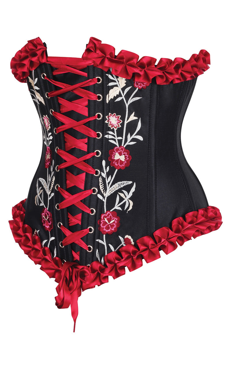 Francesca Underbust Embroidered Corset in Scarlet Red