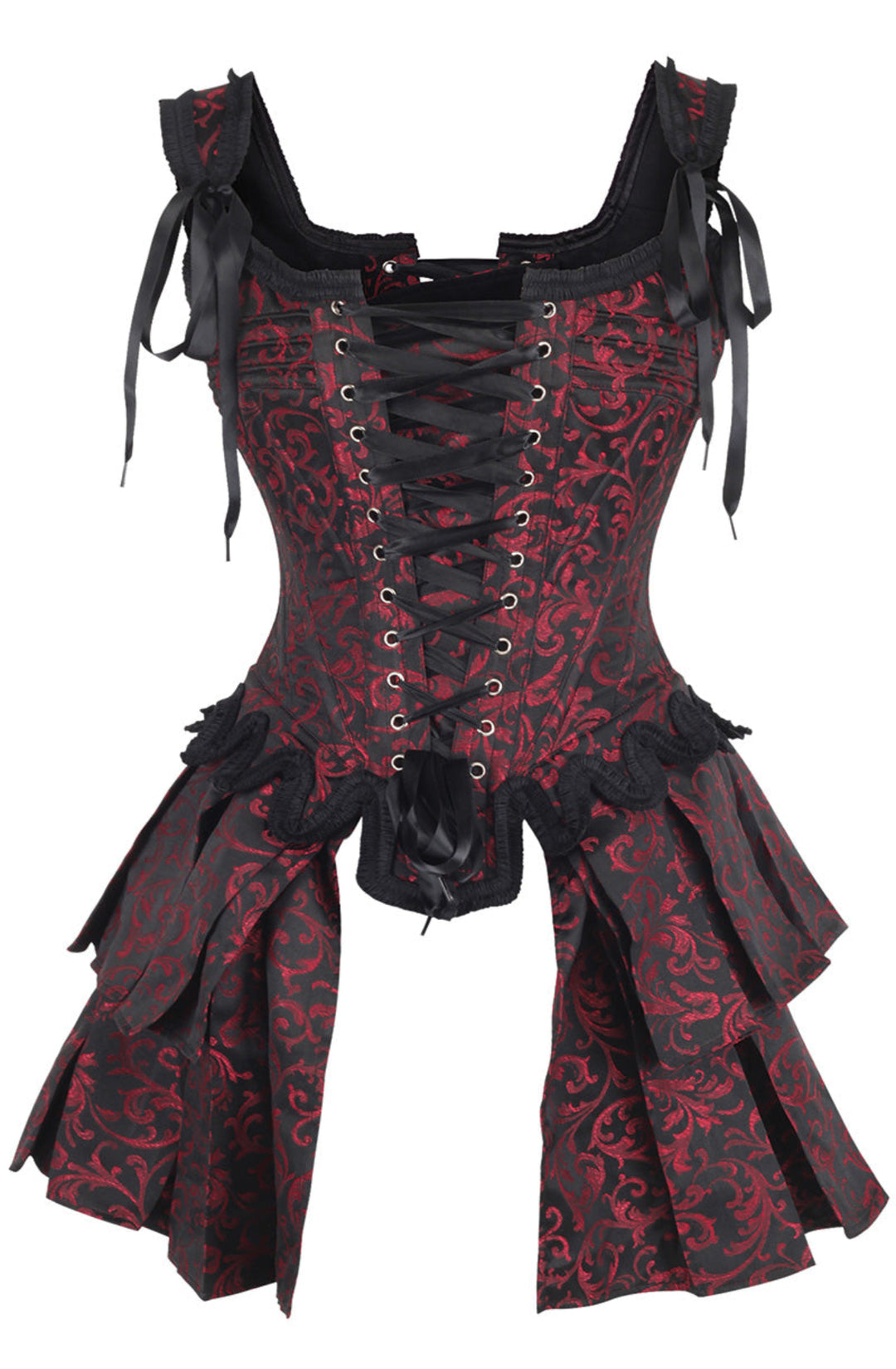 French Stays Corset in Red Brocade 1