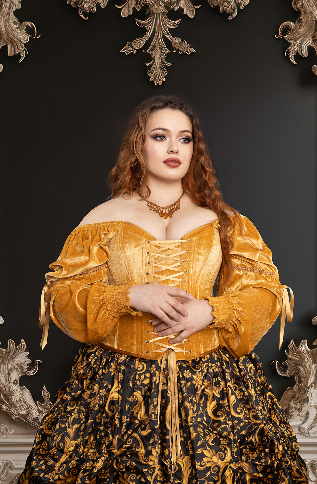 Princess Gold Corset Top in Golden Velvet