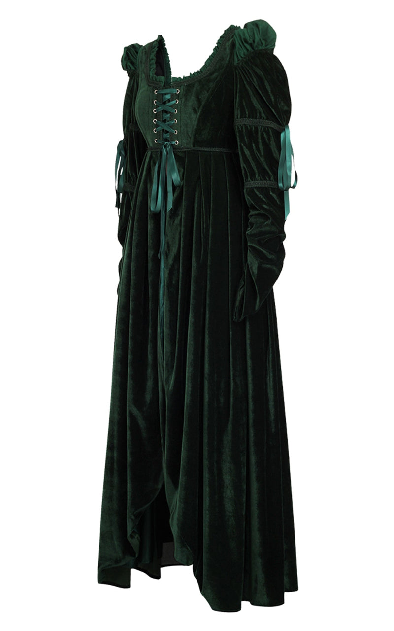 green velvet regency corset dress
