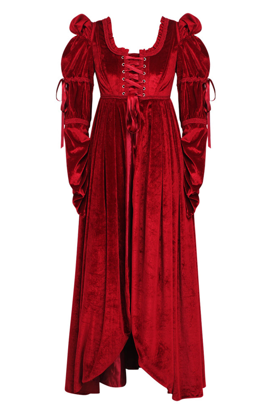 Red Velvet Bridgerton Dress - Regency Empire Waist 9