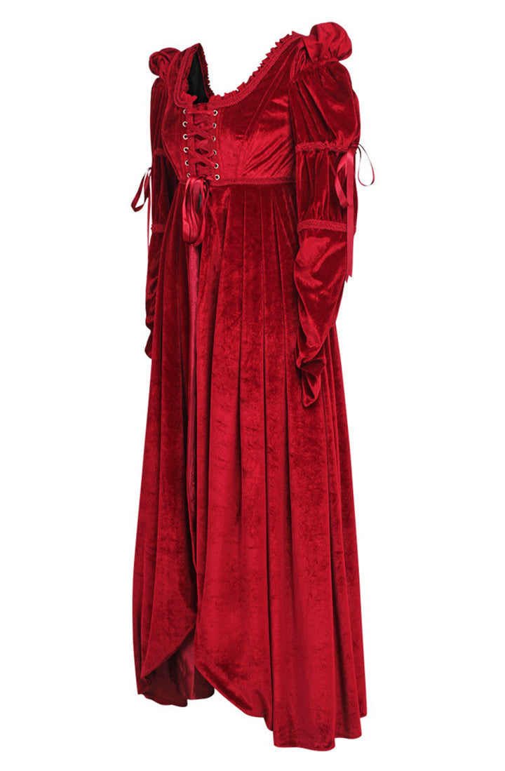 Red Velvet Bridgerton Dress - Regency Empire Waist 10
