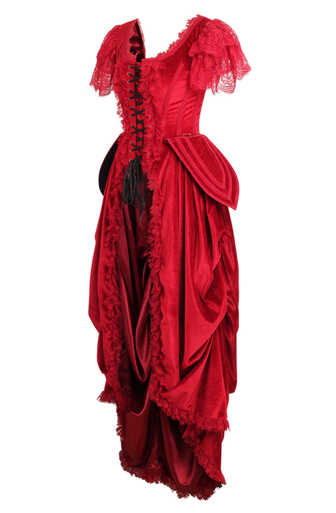 Red Corset Dress in Scarlet Red Velvet 2