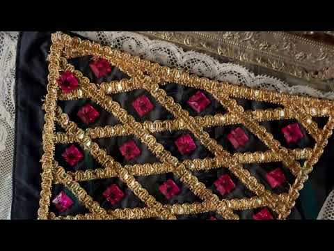 Corset Dress Stomacher - Black Tudor Jeweled Royal Fuchsia video