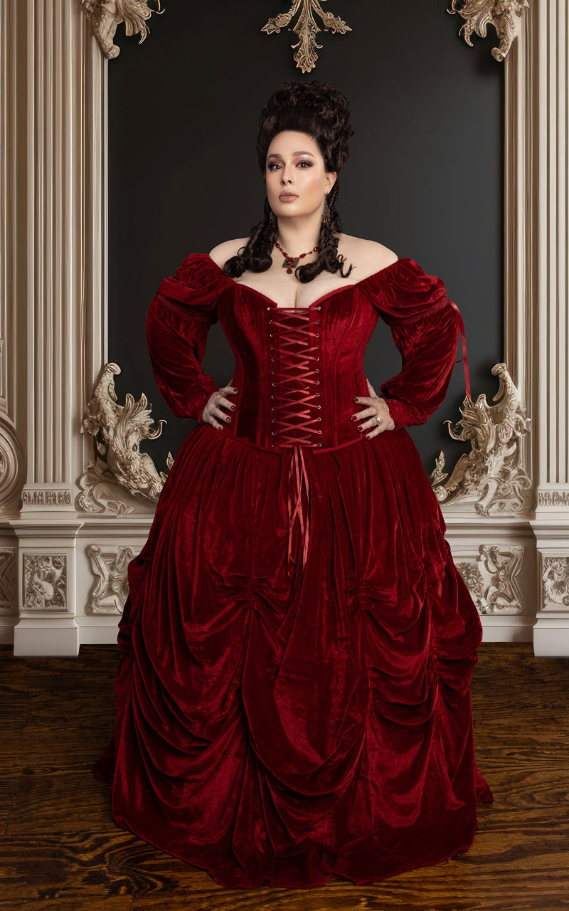 Princess Renaissance Corset in Scarlet Red Velvet