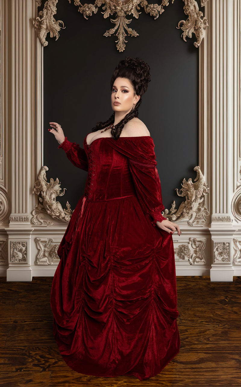 Princess Renaissance Corset in Scarlet Red Velvet