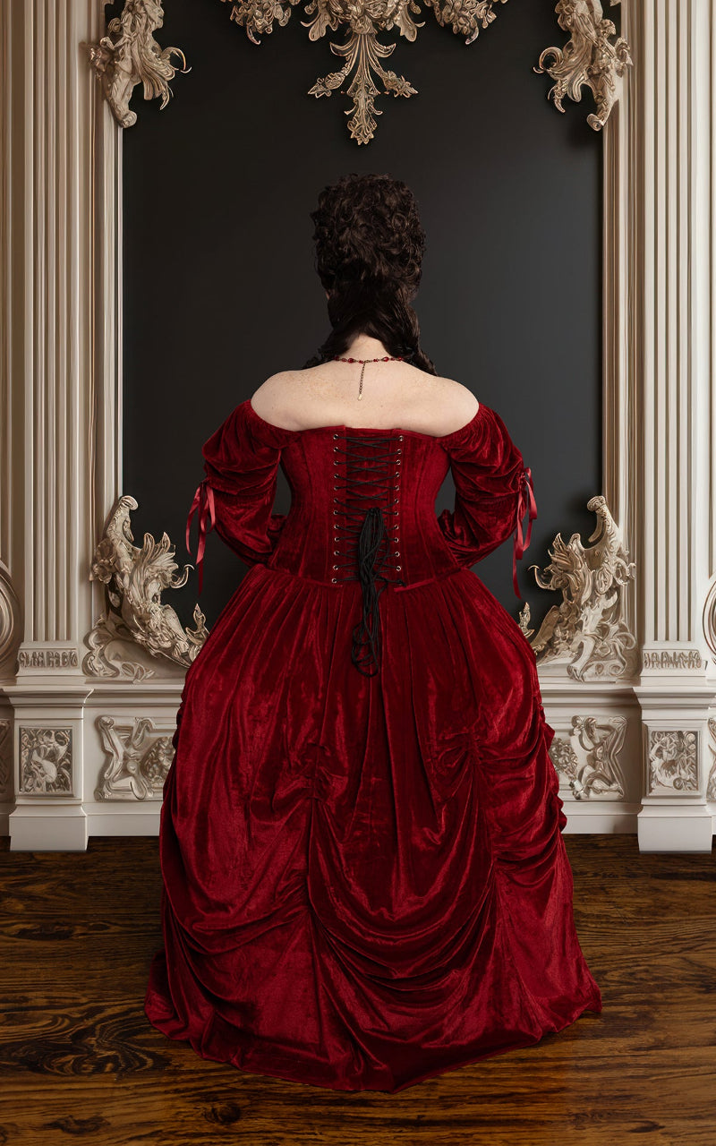 Princess Renaissance Corset in Scarlet Red Velvet