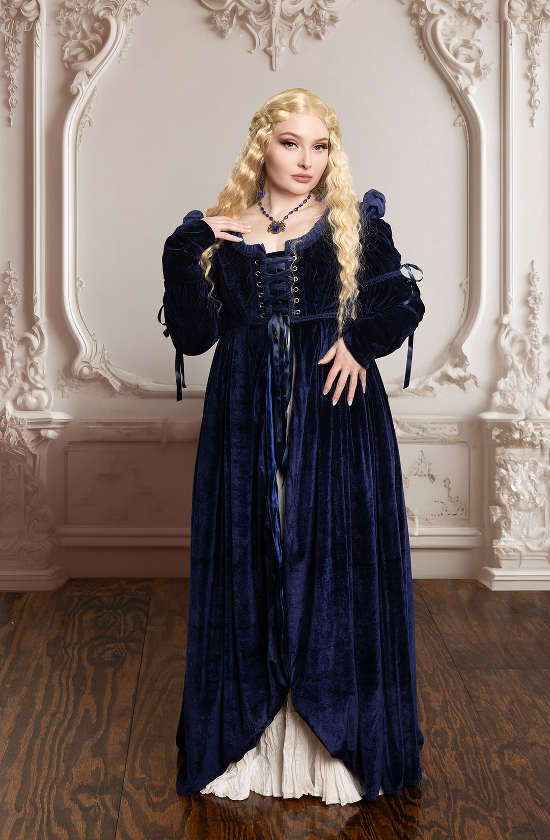 Blue Bridgeton Dress - Regency Empire Waist