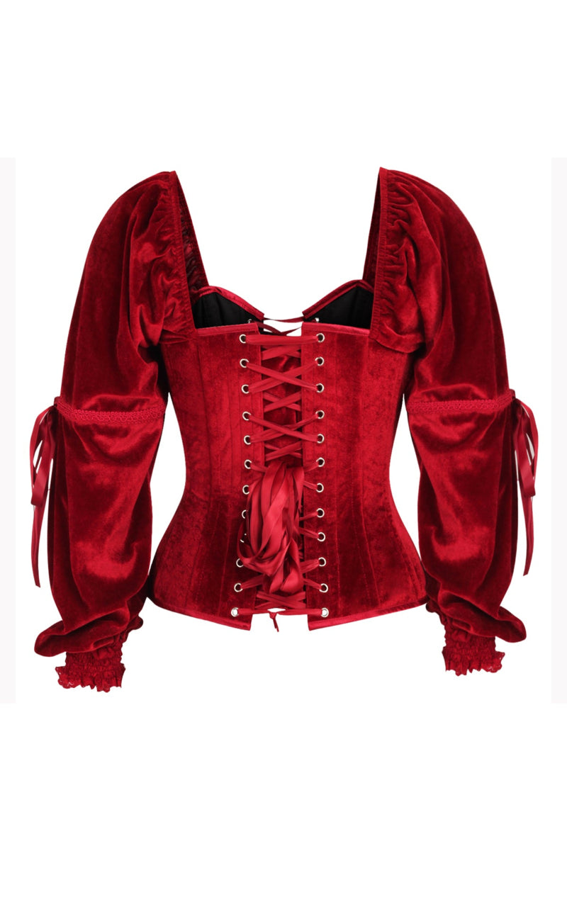 Princess Renaissance Corset in Scarlet Red Velvet