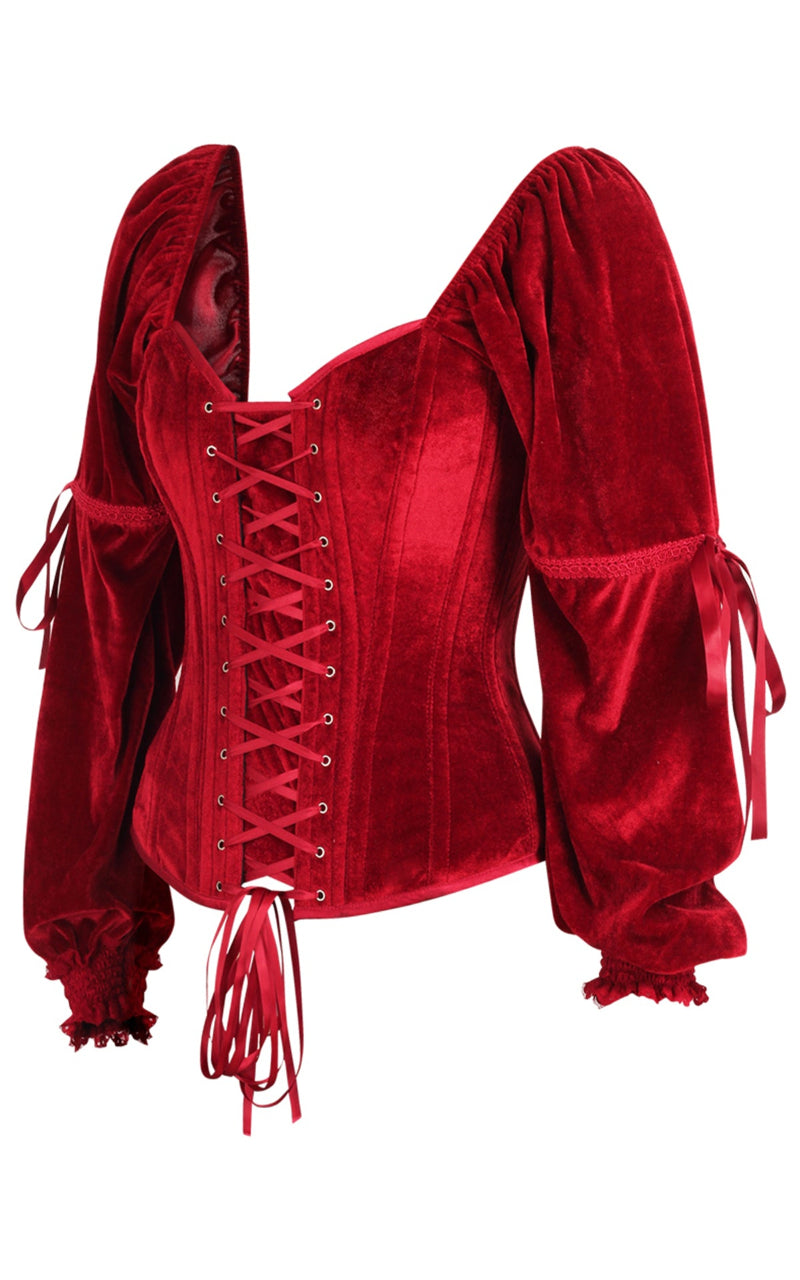 Princess Renaissance Corset in Scarlet Red Velvet
