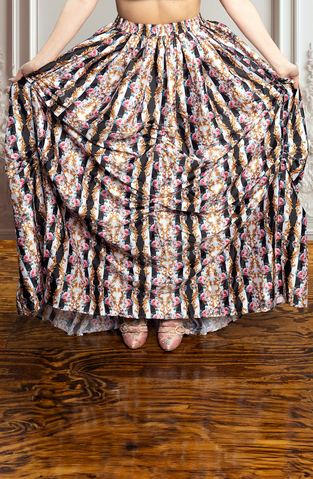 Striped Fleur Floral Ball Gown Skirt
