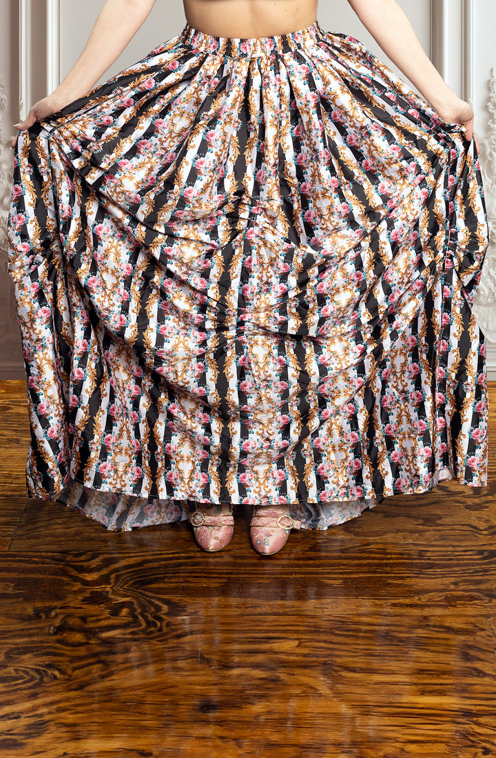 Striped Fleur Floral Ball Gown Skirt