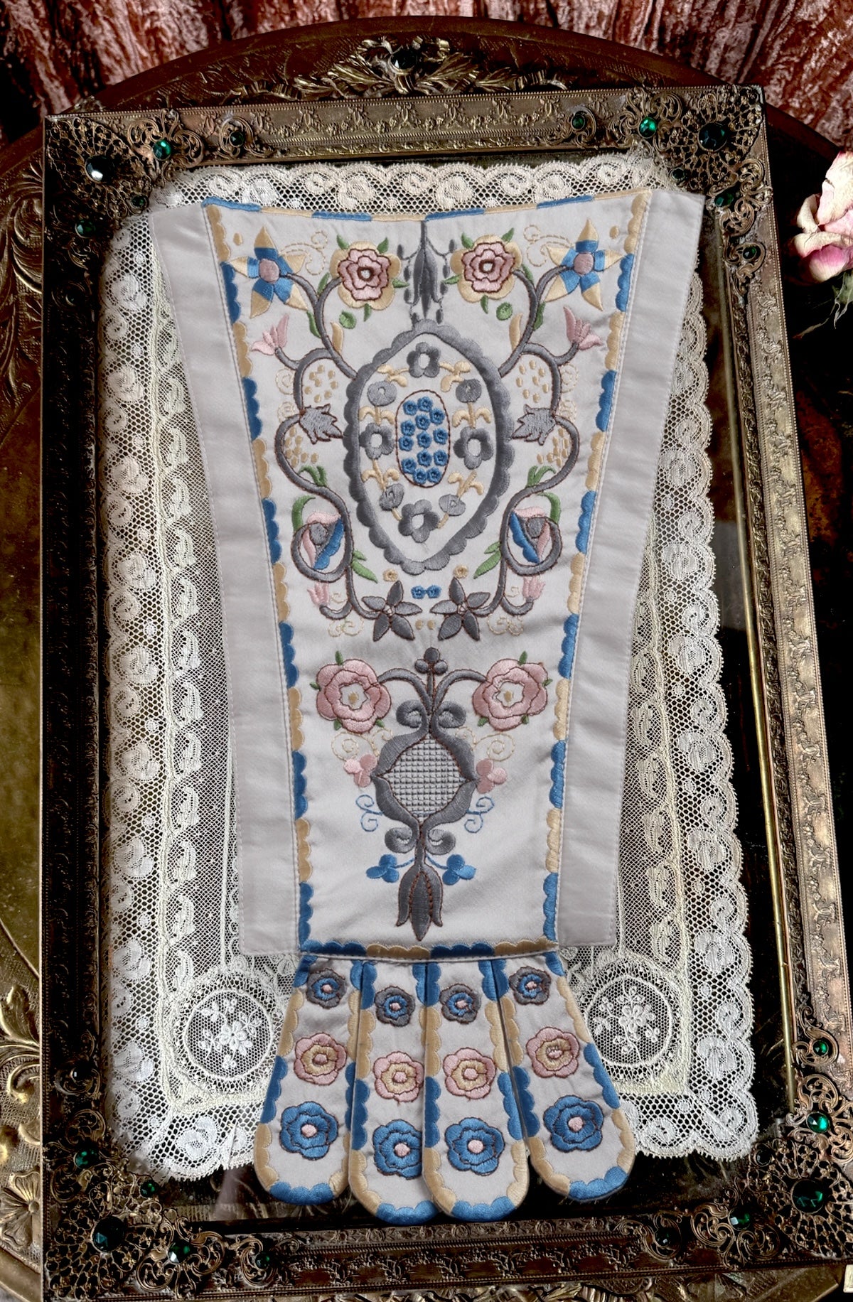 Corset Dress Stomacher - Cream English Countryside