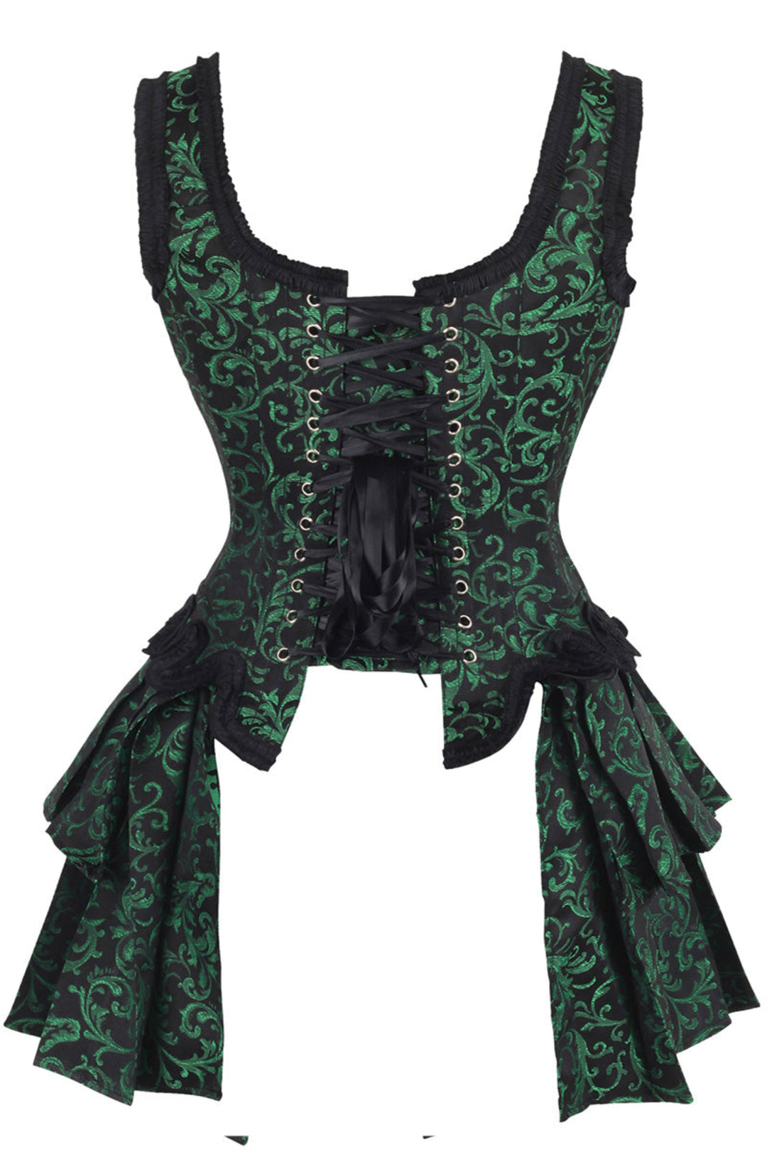 French Stays Corset in Green Brocade 3