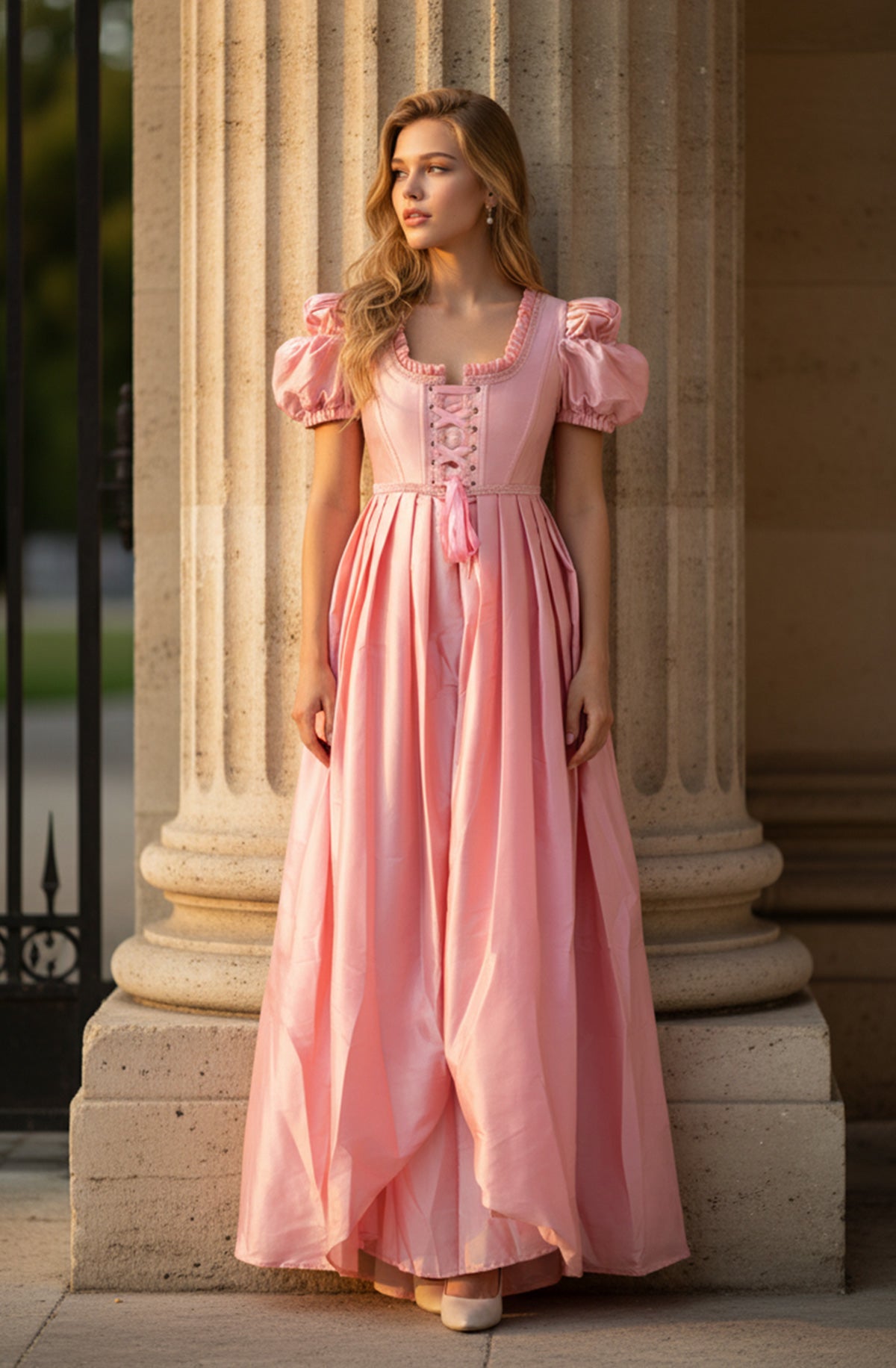 Regency Corset Dress - Daphne Bridgerton Dress in Rose Clair