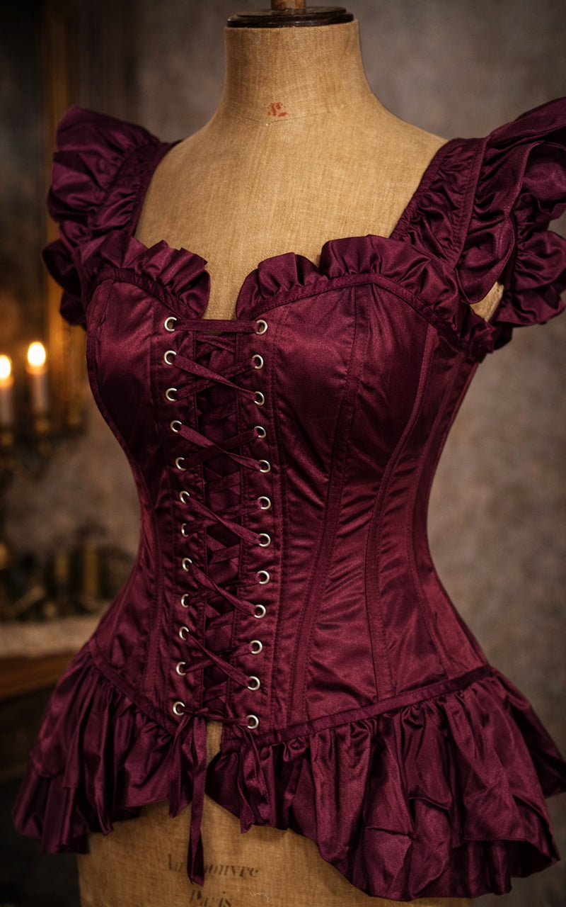 The Bellarine Corset — Fairy Corset in Versperwine Satin - Immortelle Bijouterie
