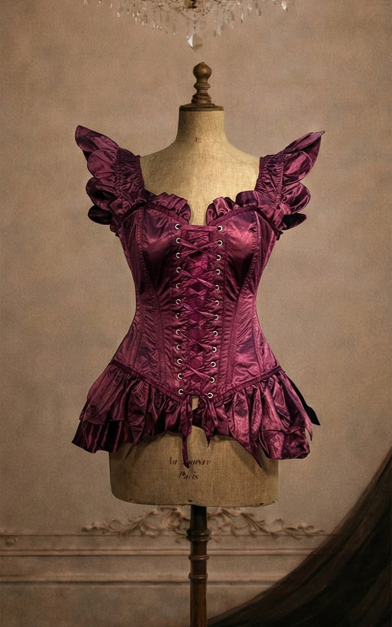 The Bellarine Corset — Fairy Corset in Versperwine Satin in Madame Mortelle