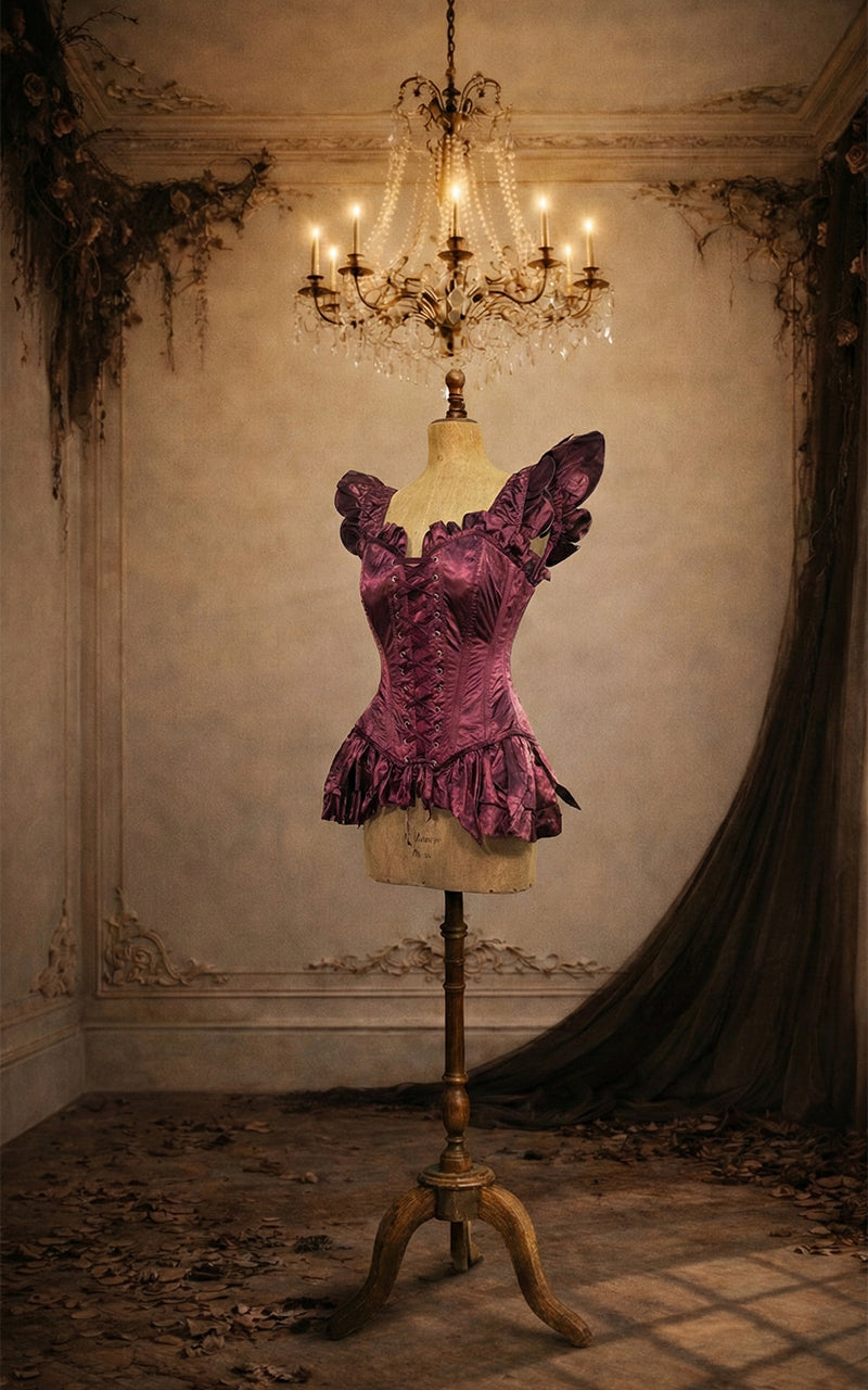 The Bellarine Corset — Fairy Corset in Versperwine Satin in Madame Mortelle