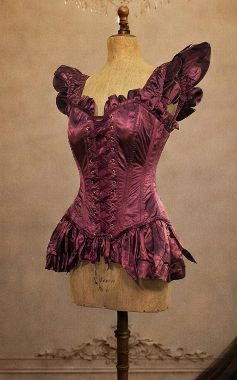 The Bellarine Corset — Fairy Corset in Versperwine Satin in Madame Mortelle