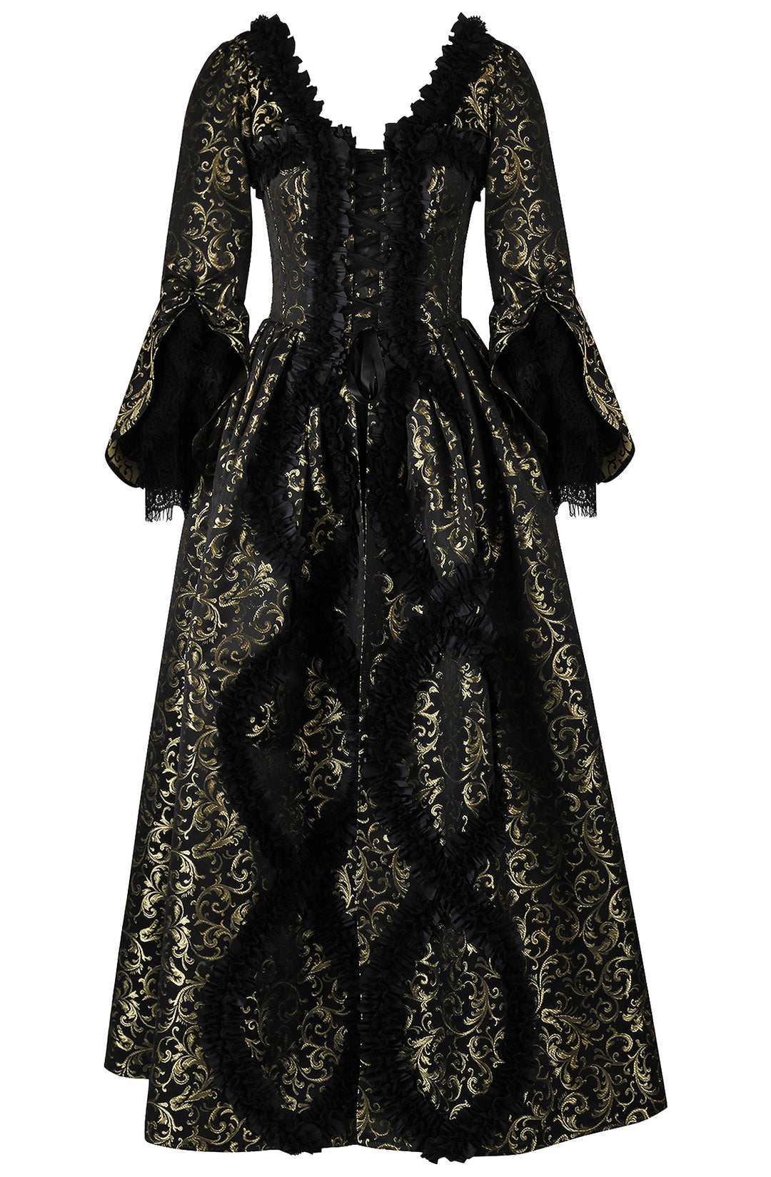 Black/Gold Brocade Bridgerton Dress 2