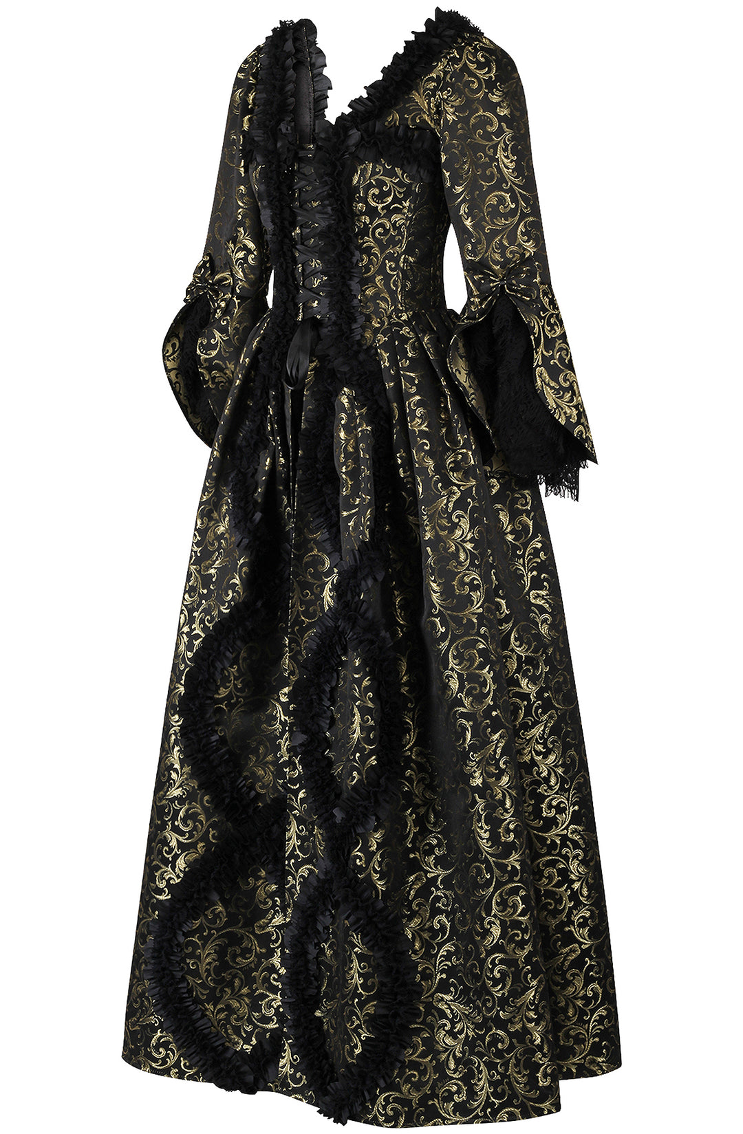 Black/Gold Brocade Bridgerton Dress 3