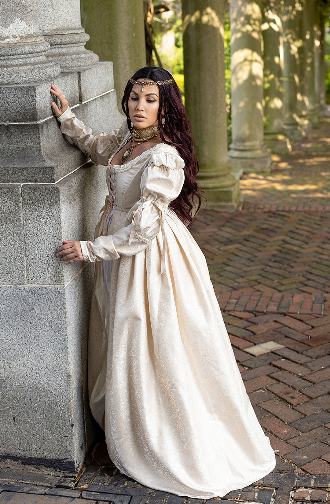 Cream Bridgerton Dress - Regency Empire Waist 2