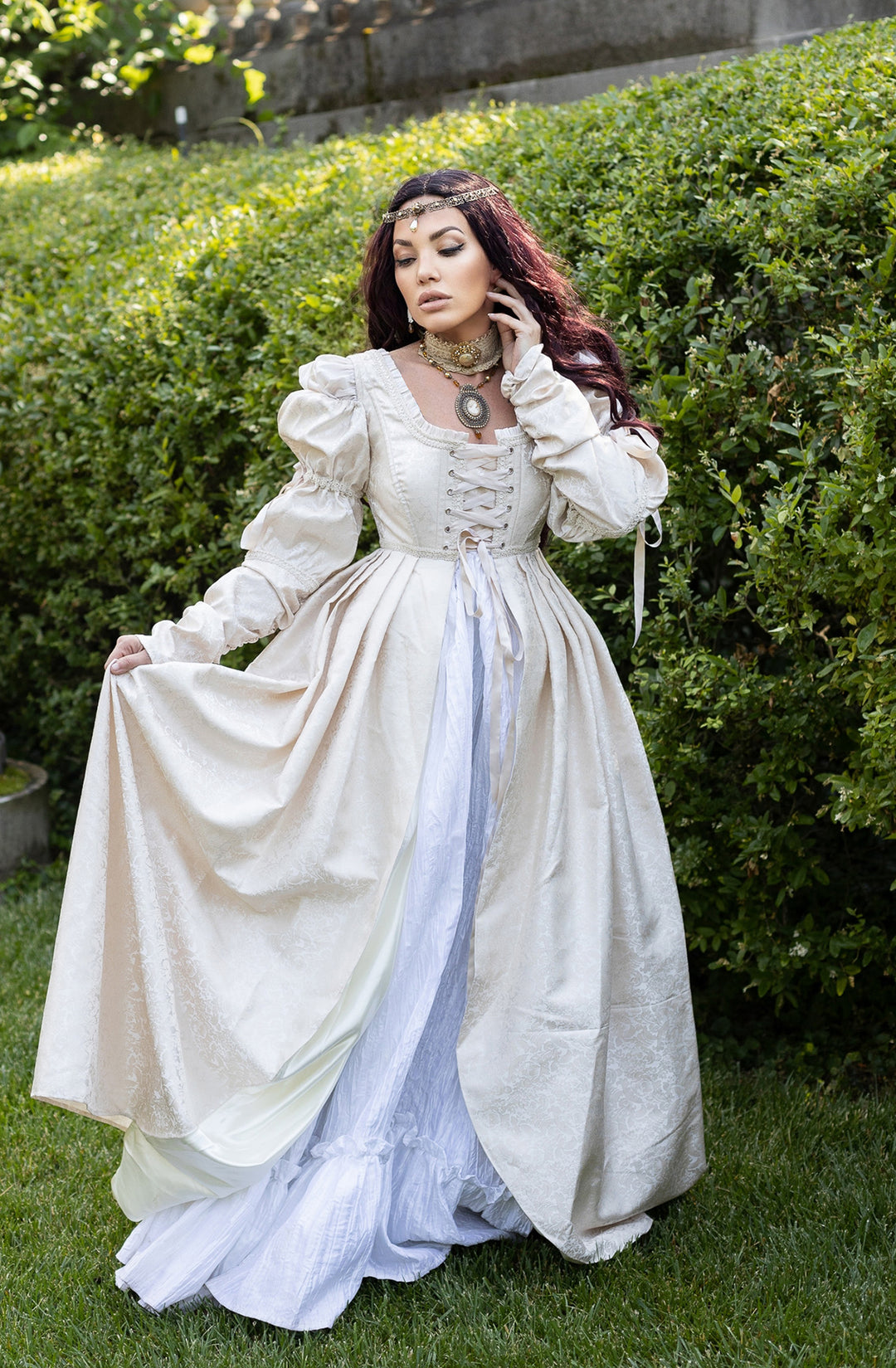Cream Bridgerton Dress - Regency Empire Waist 5