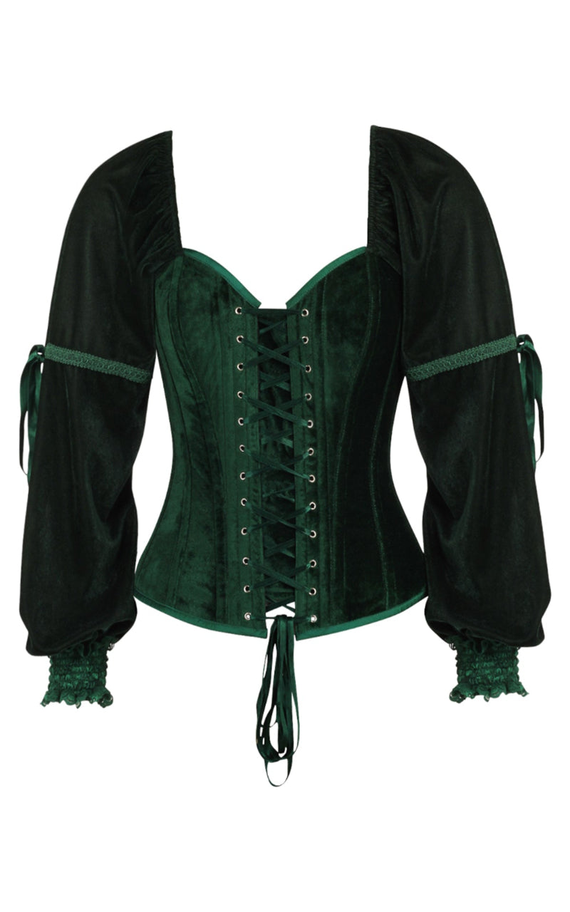 Princess Green Corset Top in Emerald Green Velvet 3