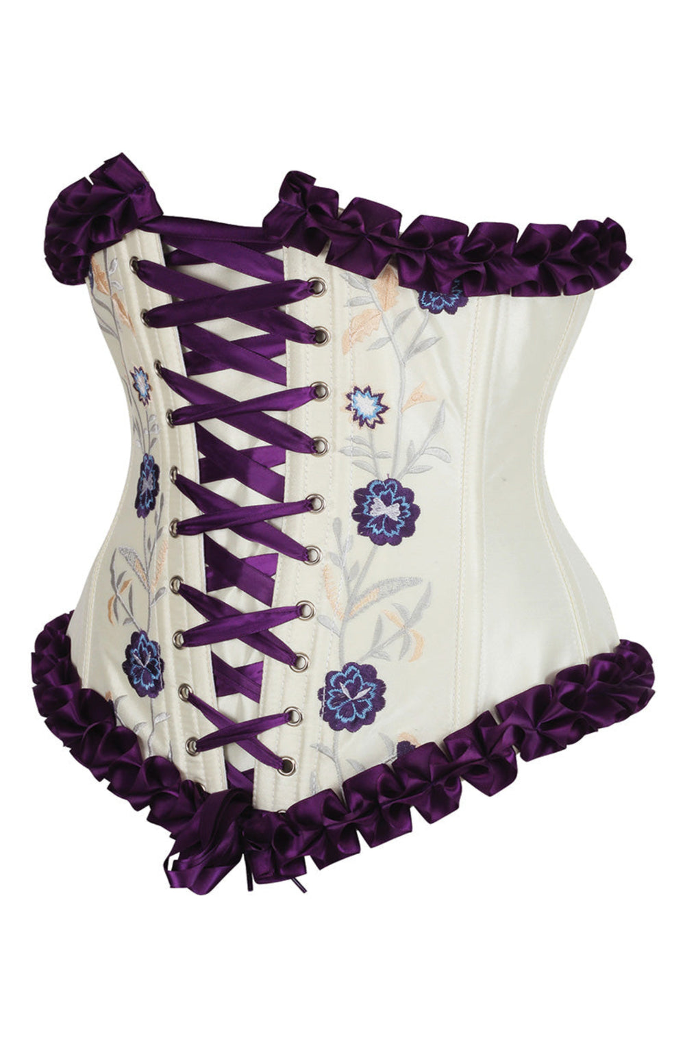 Francesca Underbust Embroidered Corset in Purple 2