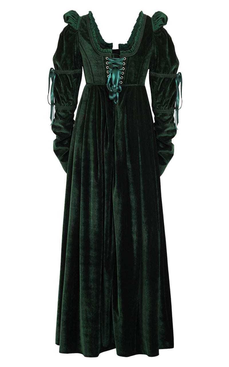 green velvet regency corset dress